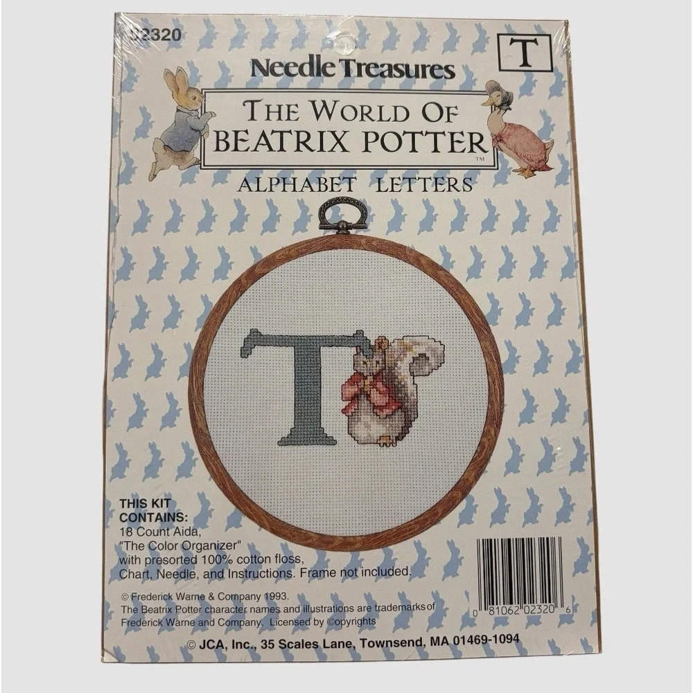 Needle Treasures Beatrix Potter Alphabet Letters Cross Stitch T Initial 02320